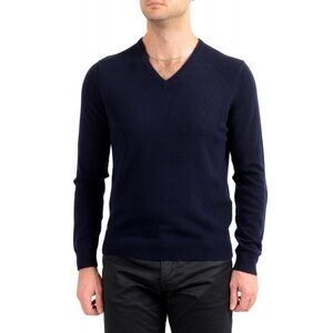 NWT Malo Wool & Cashmere-Blend V-Neck Sweater blue L